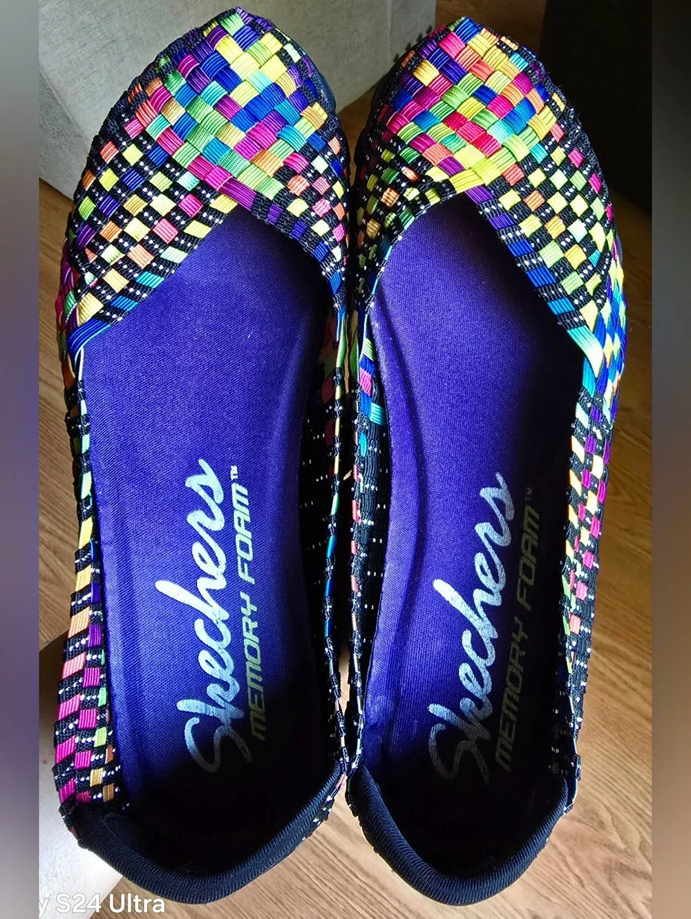 Sz 7 Women's SKECHERS EZ FLEX 2 - DELPHI Lightweight Rainbow Multicolor Woven Me